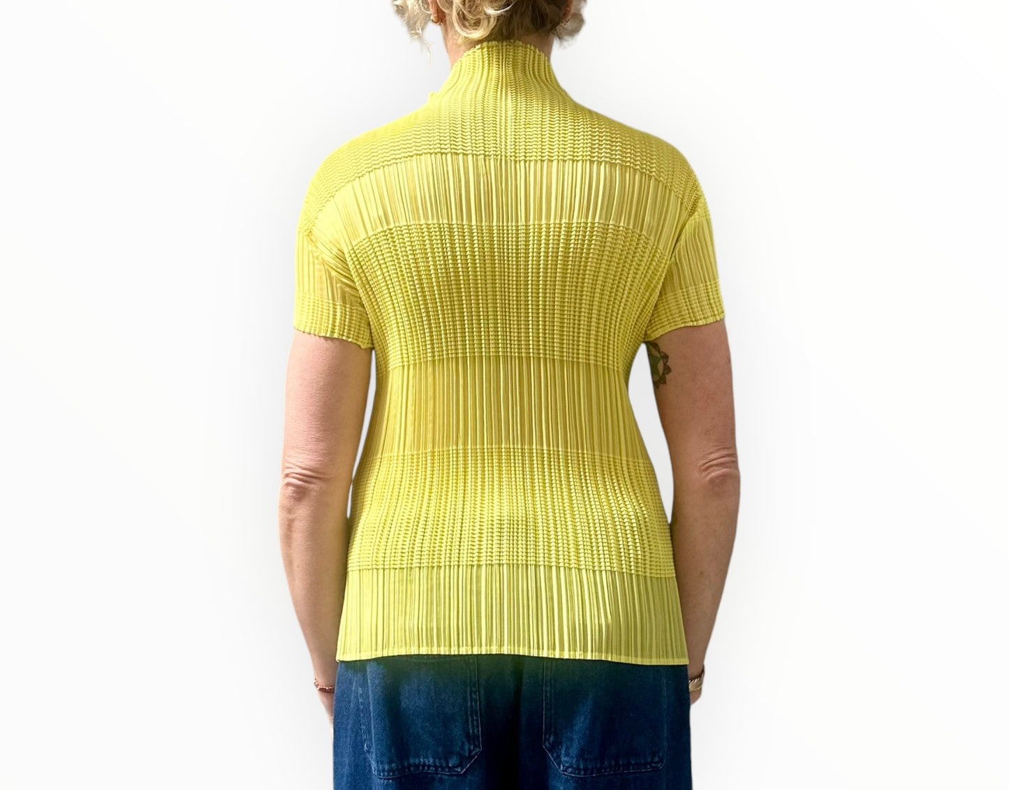 Issey Miyake Plisse Fete Top - Neon Yellow - Size 2