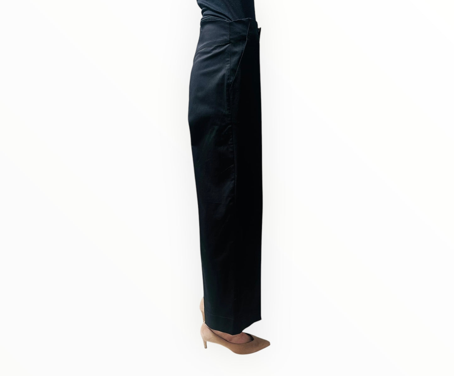 Scanlan Theodore Sateen Wide Leg Cropped Pants - Black - Size 10