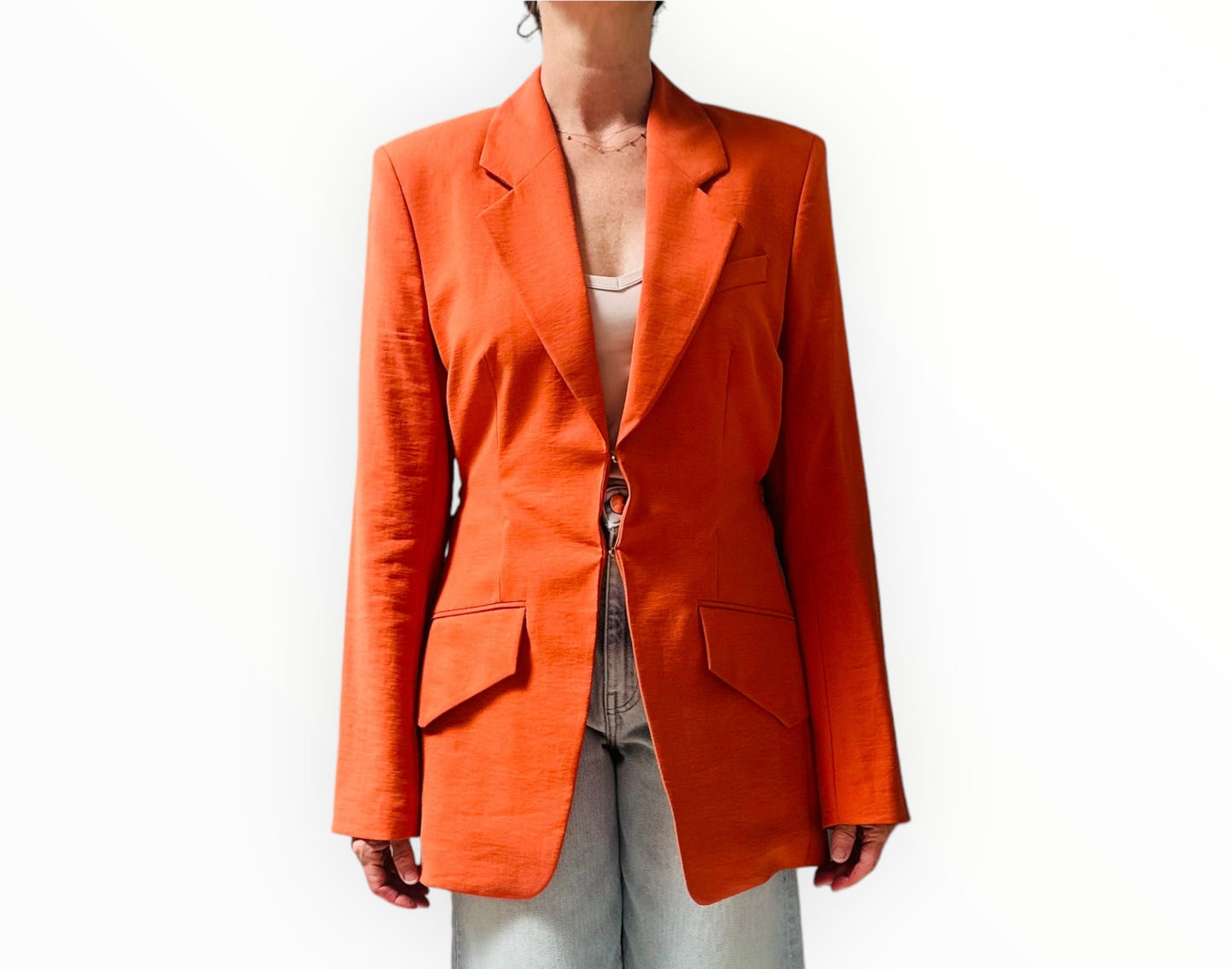 Nanushka Hook & Eye Blazer - Burnt Orange - Size M