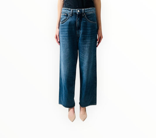 Toteme Flare Fit Cropped Wide Leg Jeans - Washed Blue - Size 27