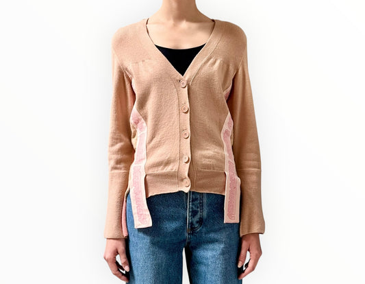 Stella McCartney Soft Tonal Logo Strap Cardigan - Pink/Beige - Size 36