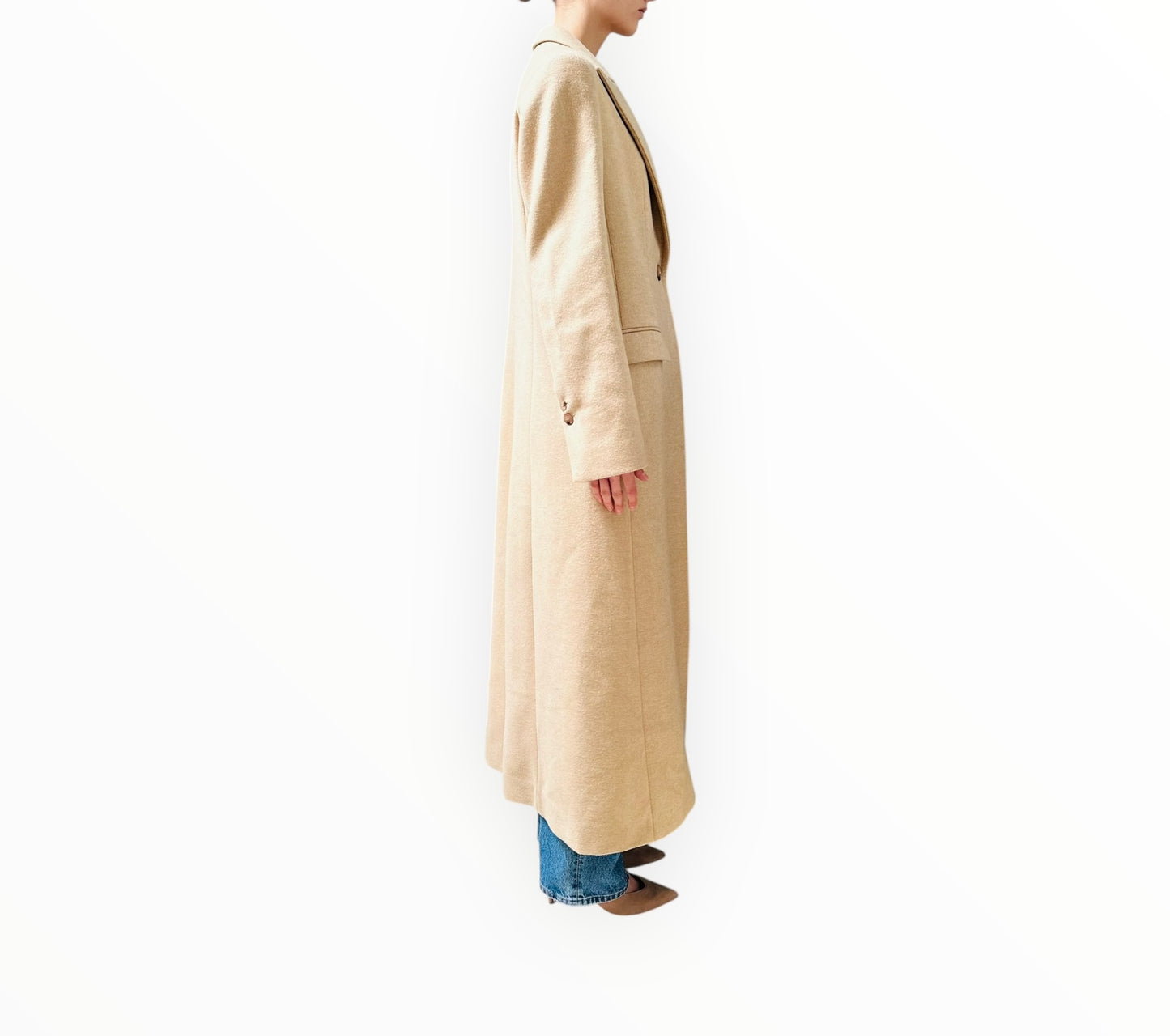 White Story Check Maxi Coat - Cream - Size 12