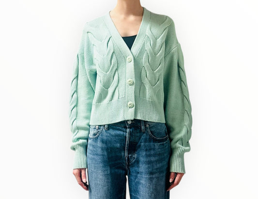 Rag & Bone Wool Cashmere Cable Cardigan - Mint - Size S