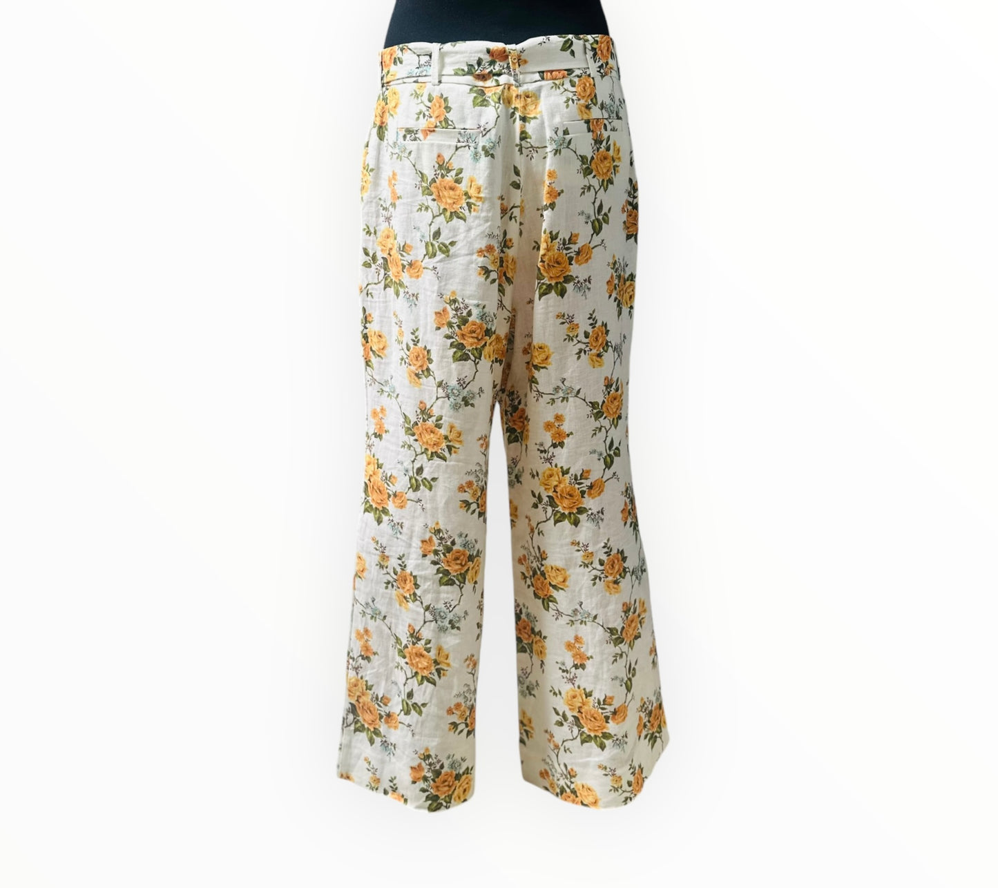 Zimmermann Rose Wide Leg Pants - White/Yellow - Size 3