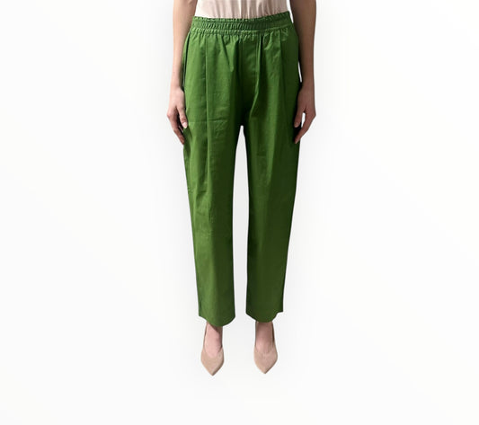 Bassike Elastic Cotton Pants - Green - Size 0