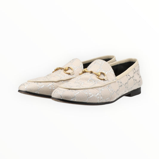 Gucci Jordan GG Loafers - Beige/Silver - Size 37.5