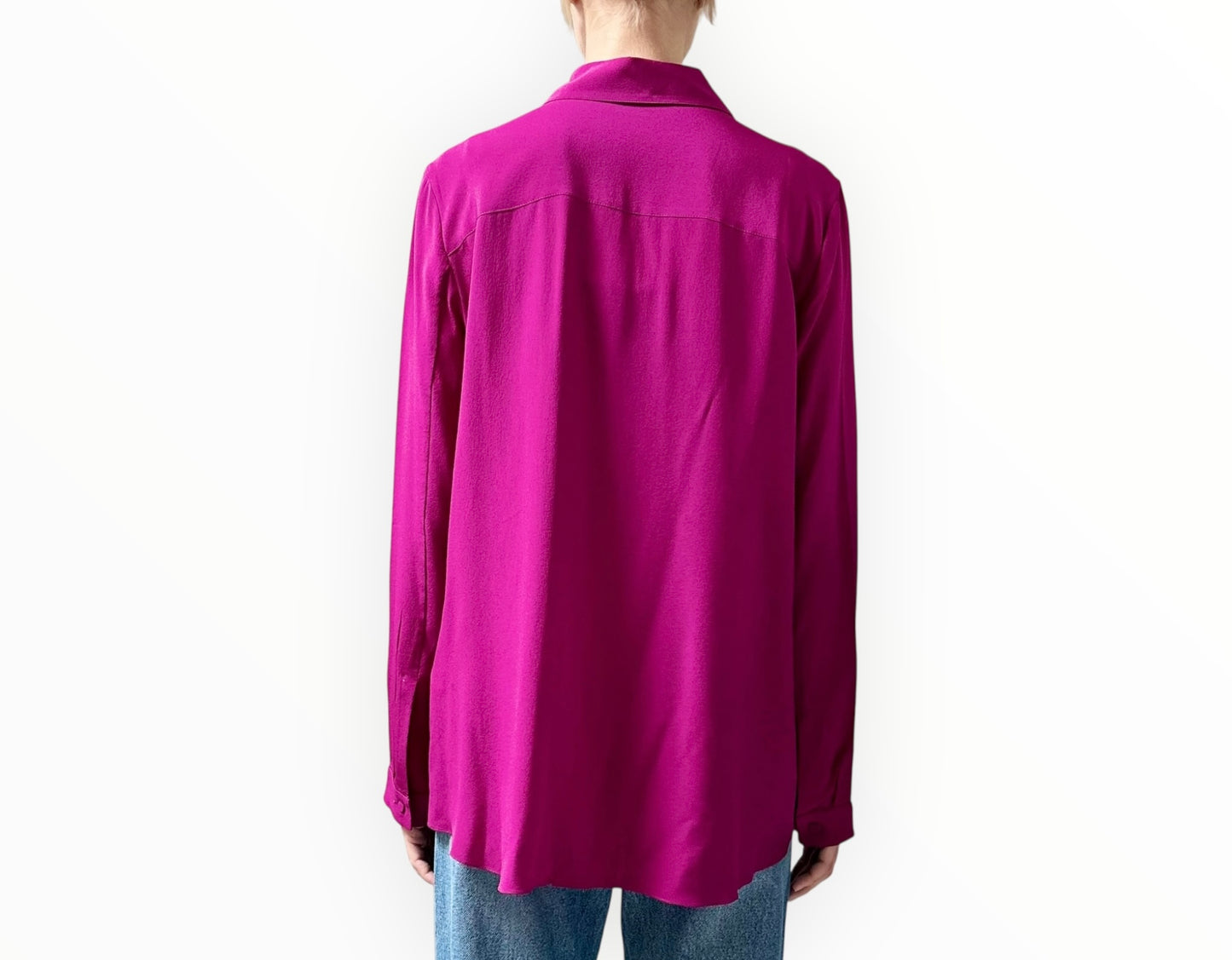 No. 8 V-Neck Tie Shirt - Fushia- Size 46