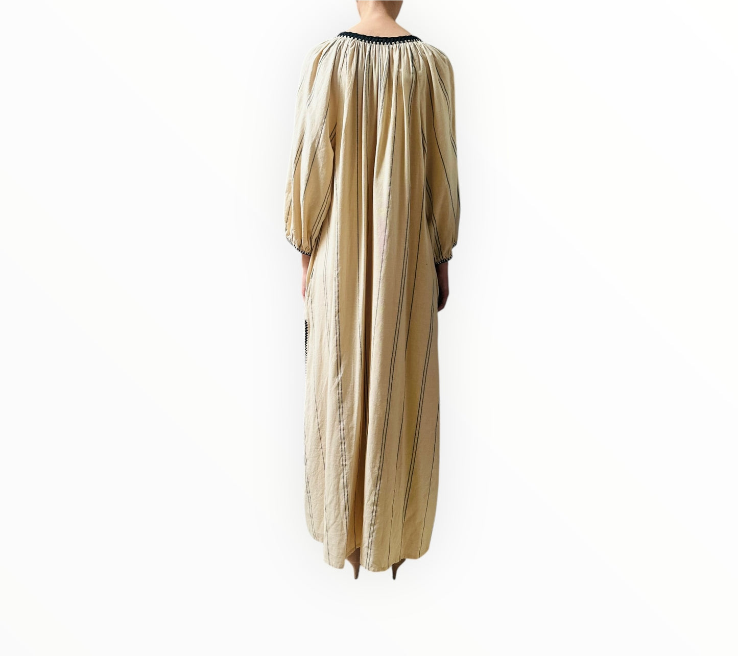 Ilio Nema Striped Caftan - Natural/Blue/Black - Size M