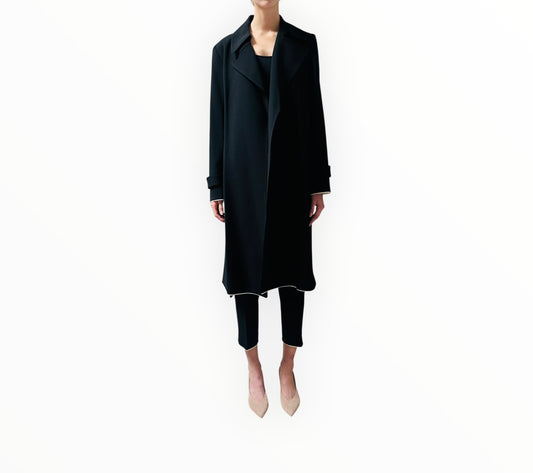 Theory Trench Coat + Pant Set - Black - Size AU8