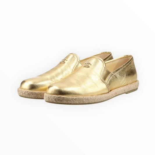 Chanel Leather Espadrilles - Gold - Size 39