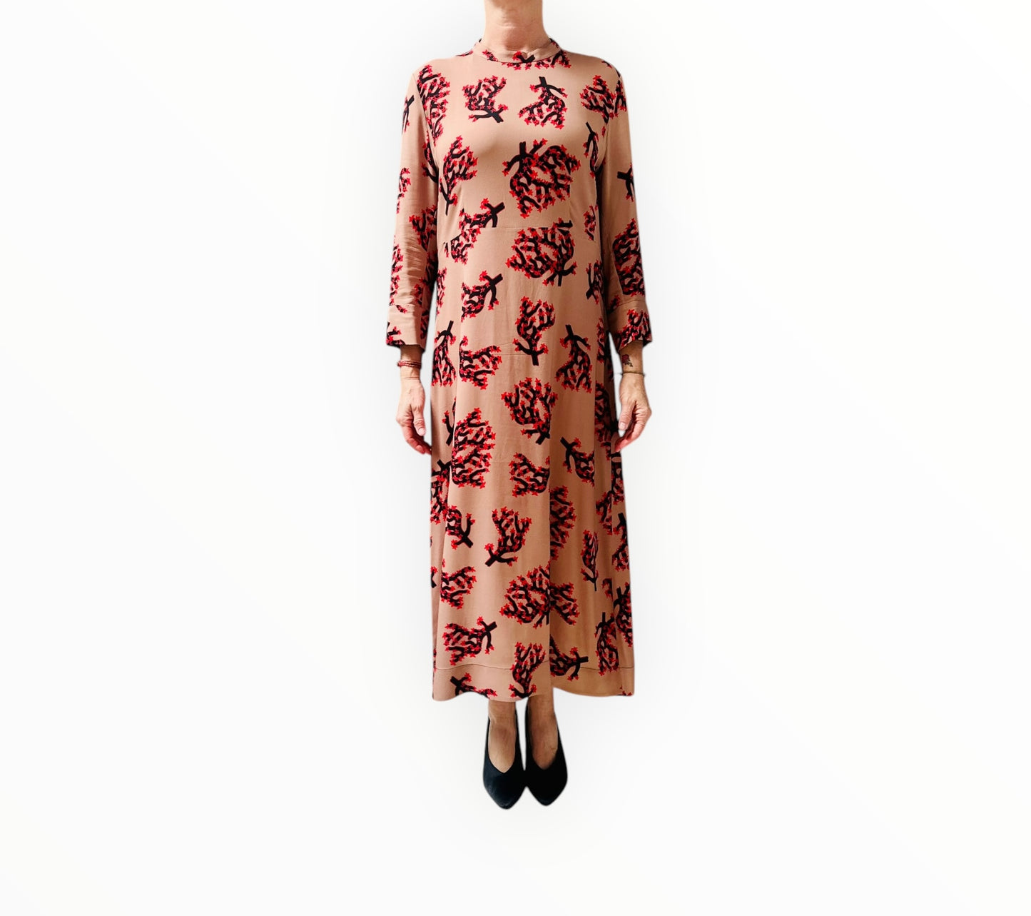 Marni Branch Print Midi Dress - Beige - Size 44