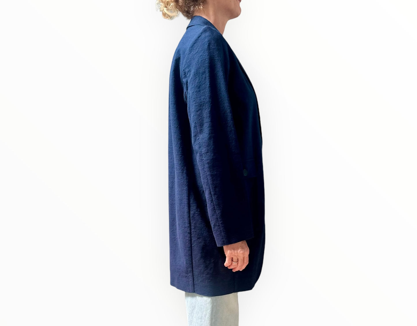 Momoni Long Line Jacket - Navy - Size 42