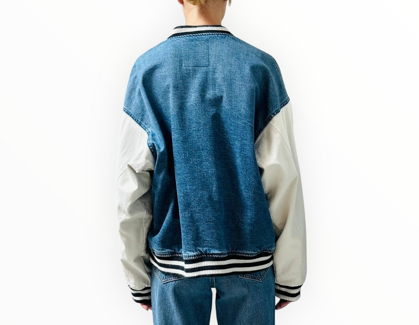 Mother Femme Fatale Varsity Jacket - Denim - Size L