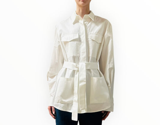 Matin Concealed Placket Jacket - White - Size AU10