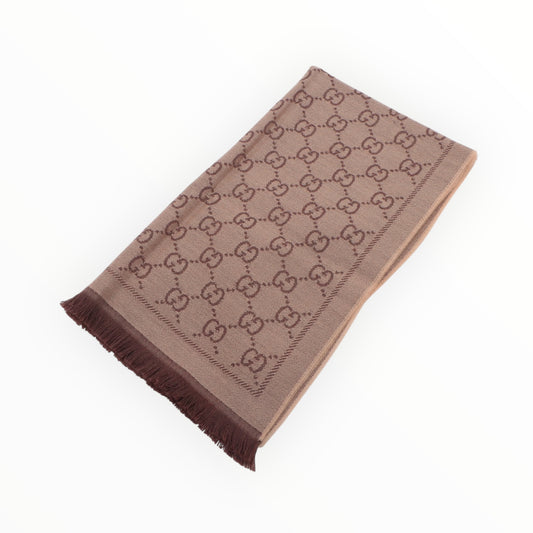 Gucci Jacquard Knitted Scarf - Beige - Size W48cm x 180cm
