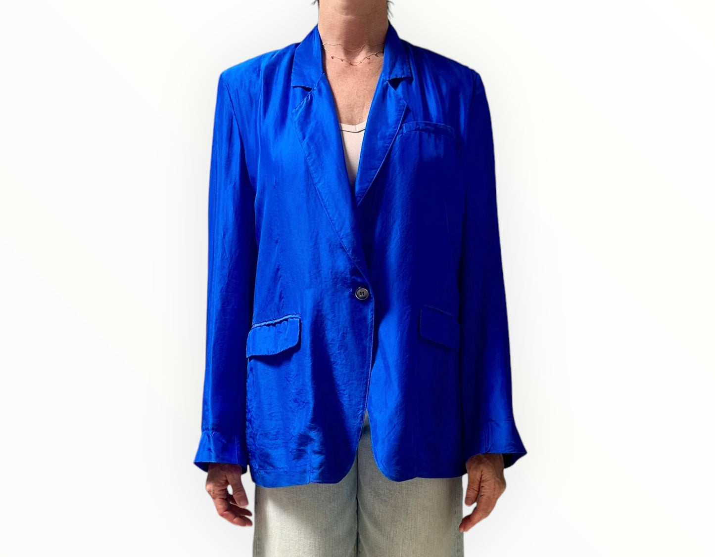 Forte Forte Lightweight Silk Jacket - Lapis - Size 2