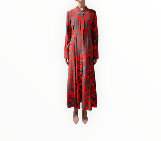 Diane Von Furstenberg Abstract Print Dress - Red/Grey - Size 6
