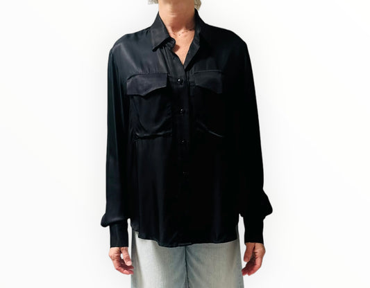 Matin Draped Boxy Shirt - Black - Size 8