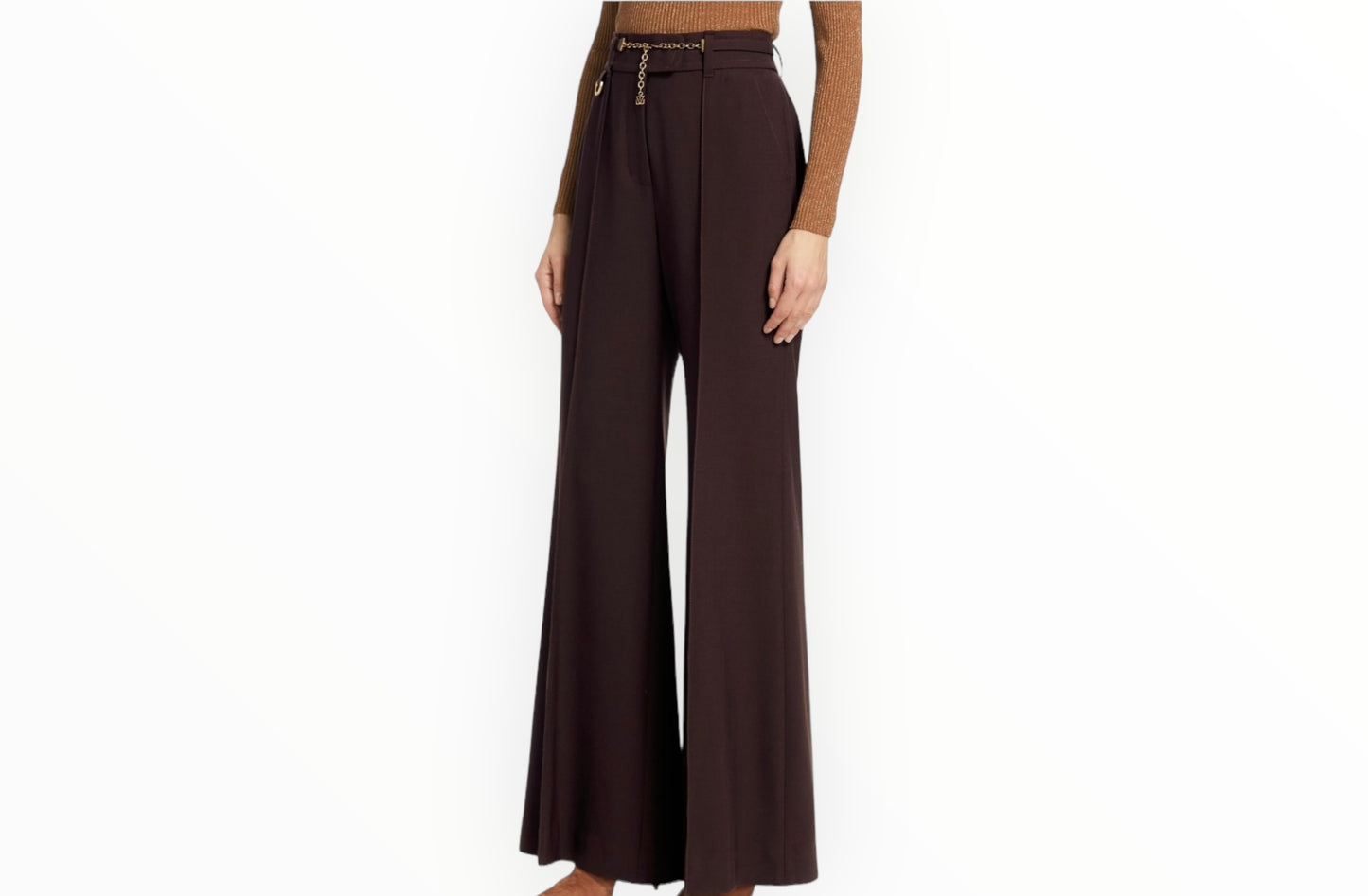 Zimmermann Luminosity Belted High-Rise Flared Pants  - Chocolate - Size 0