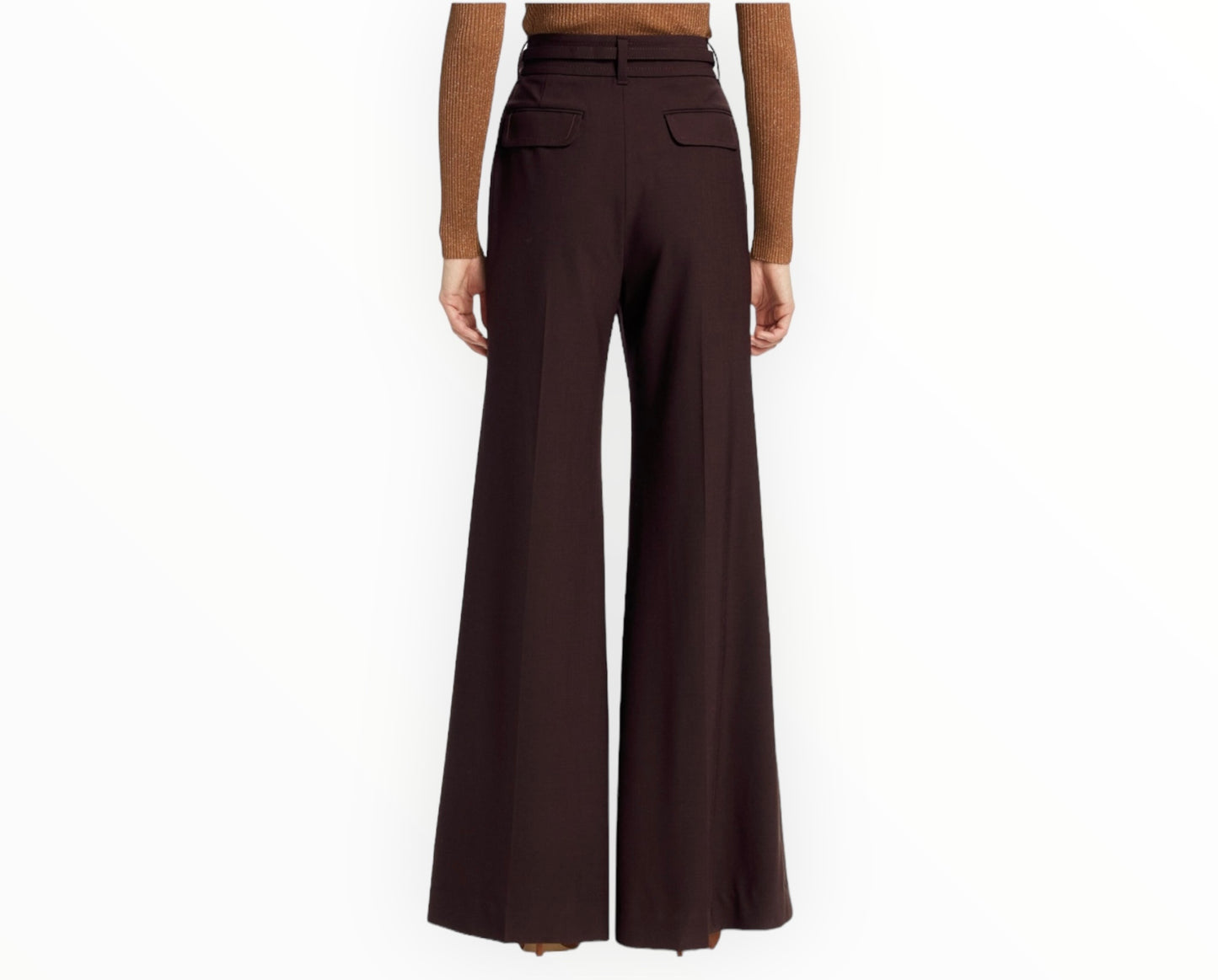 Zimmermann Luminosity Belted High-Rise Flared Pants  - Chocolate - Size 0