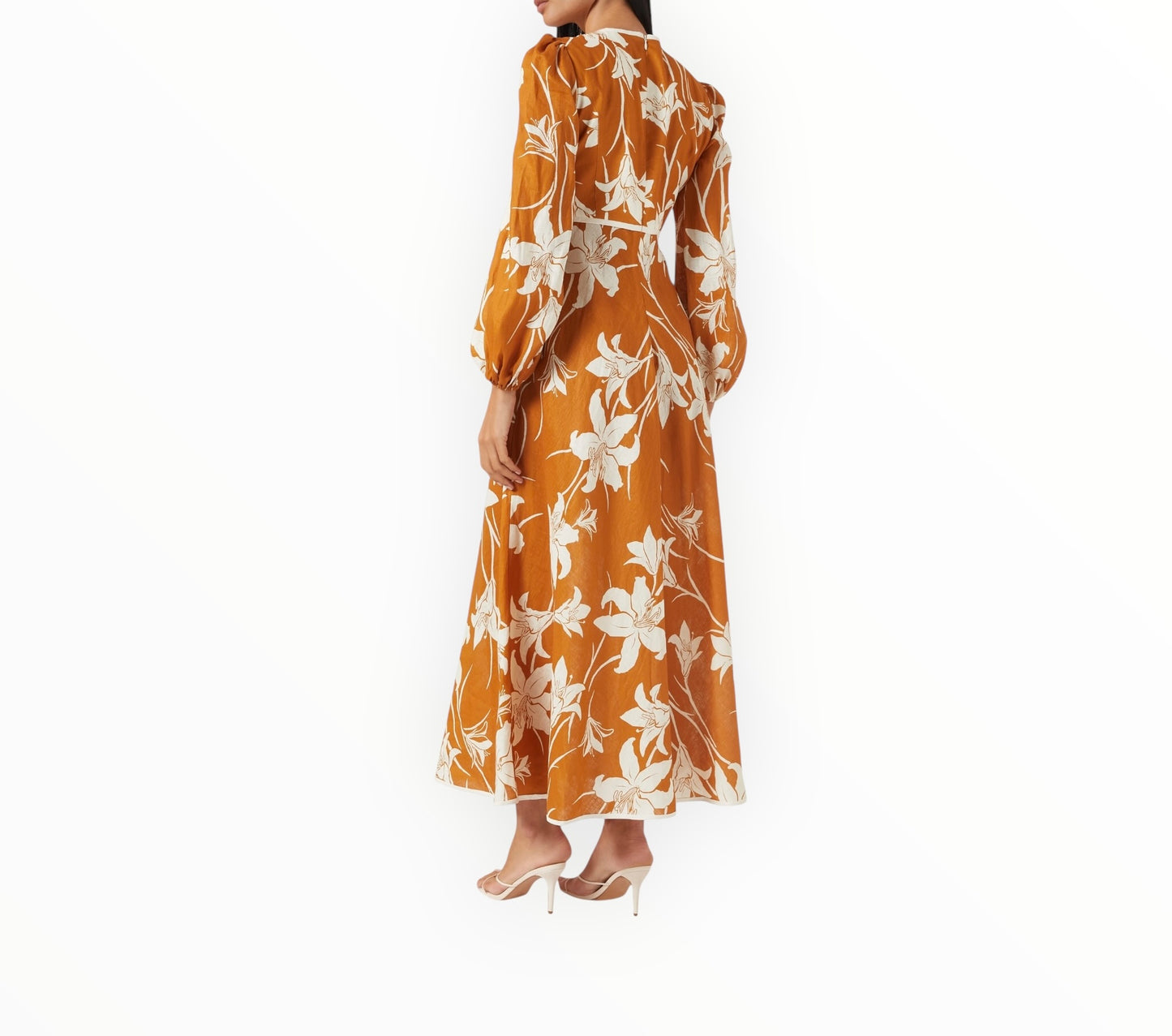 Zimmermann Acadian Floral Linen Maxi Dress - Dark Orange - Size 3