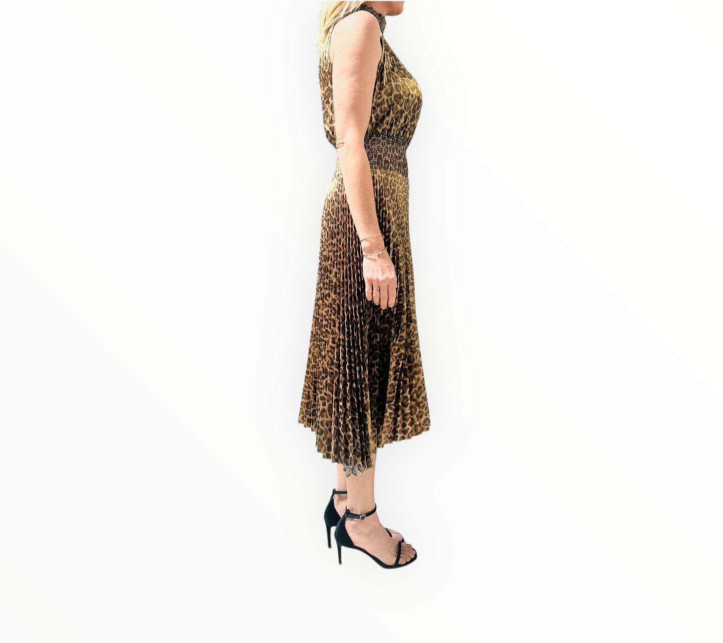 ALC  Animal Print Renzo Dress - Metallic Gold - Size 8