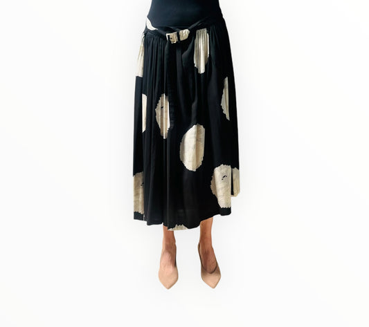 Y's Large Circle Skirt - Black/Cream - Size 2