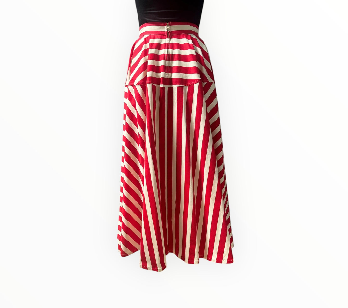 House of Aama Striped Panelled Skirt - Red/White - Size 8