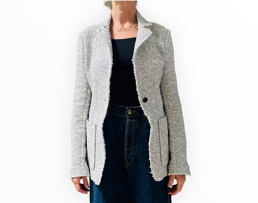Rag & Bone Erin Cotton Blend Jacket - Blue Multi - Size 12