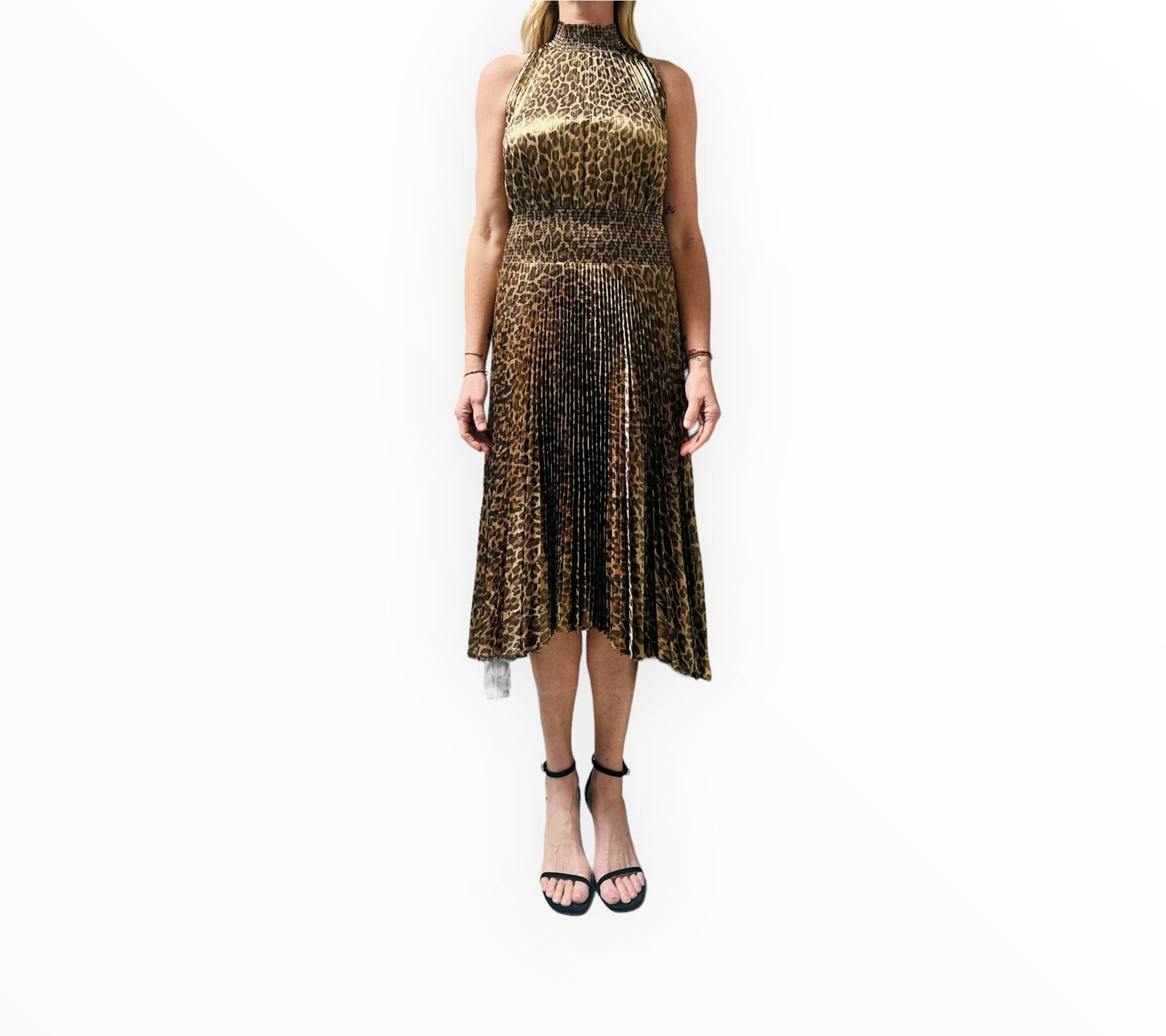 ALC  Animal Print Renzo Dress - Metallic Gold - Size 8