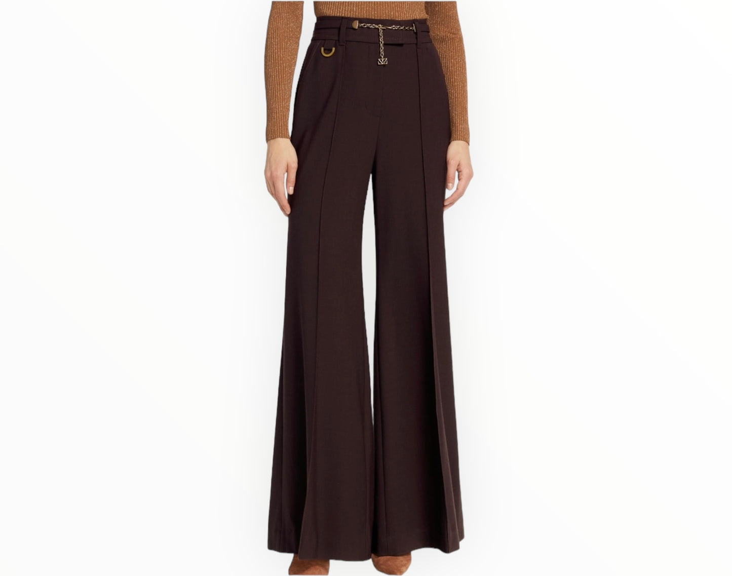 Zimmermann Luminosity Belted High-Rise Flared Pants  - Chocolate - Size 0