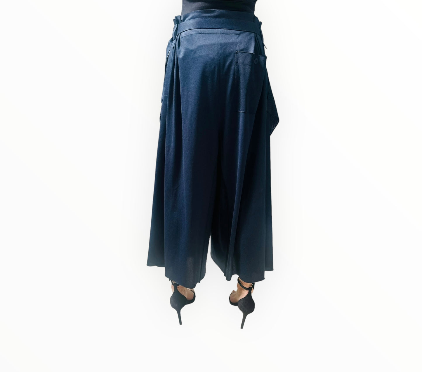 Issey Miyake Wide Leg Pants - Navy - Size 3