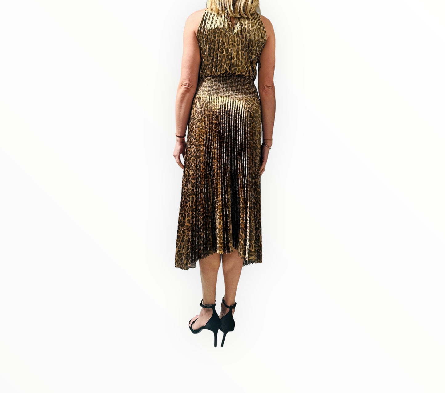 ALC  Animal Print Renzo Dress - Metallic Gold - Size 8