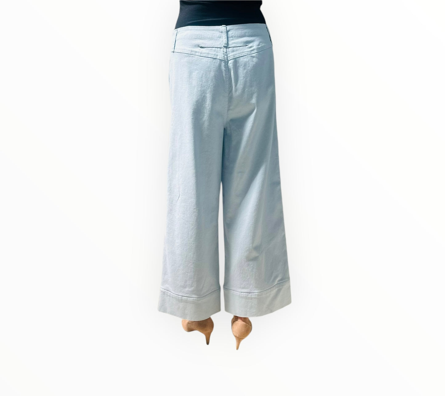 Bassike Wide Leg Pants - Sky Blue - Size 2