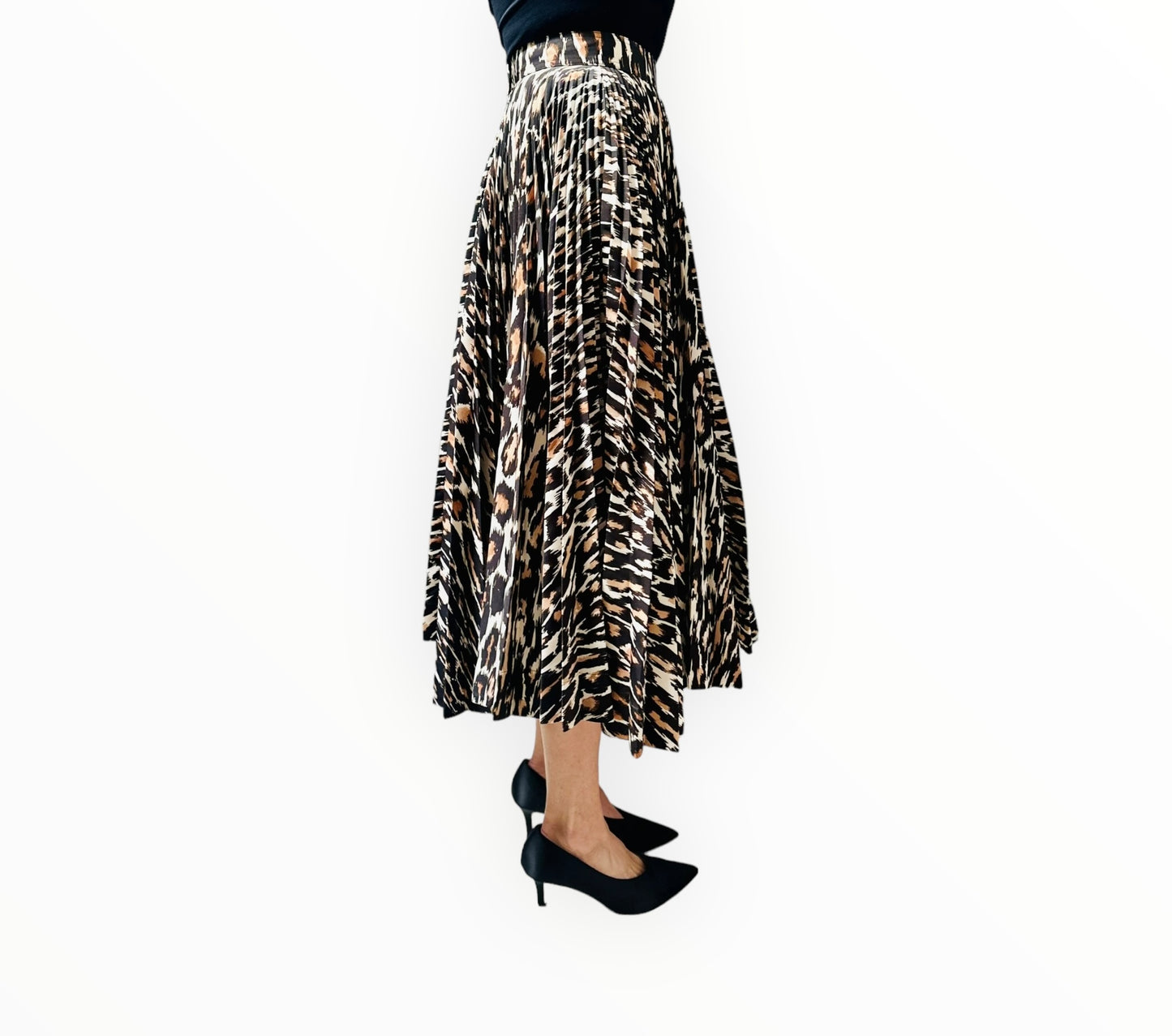 Calvin Klein Pleated Animal Print Skirt - Size 6