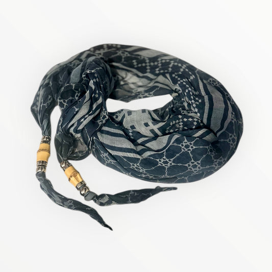 Gucci Scarf with Bamboo detail - Blue - Size 80cm