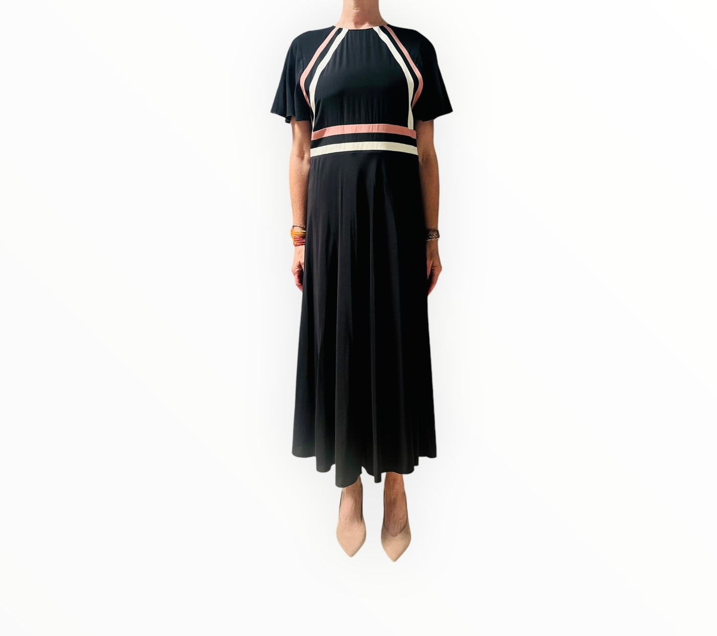 Red Valentino Contrast Stripe Dress - Black - Size 44