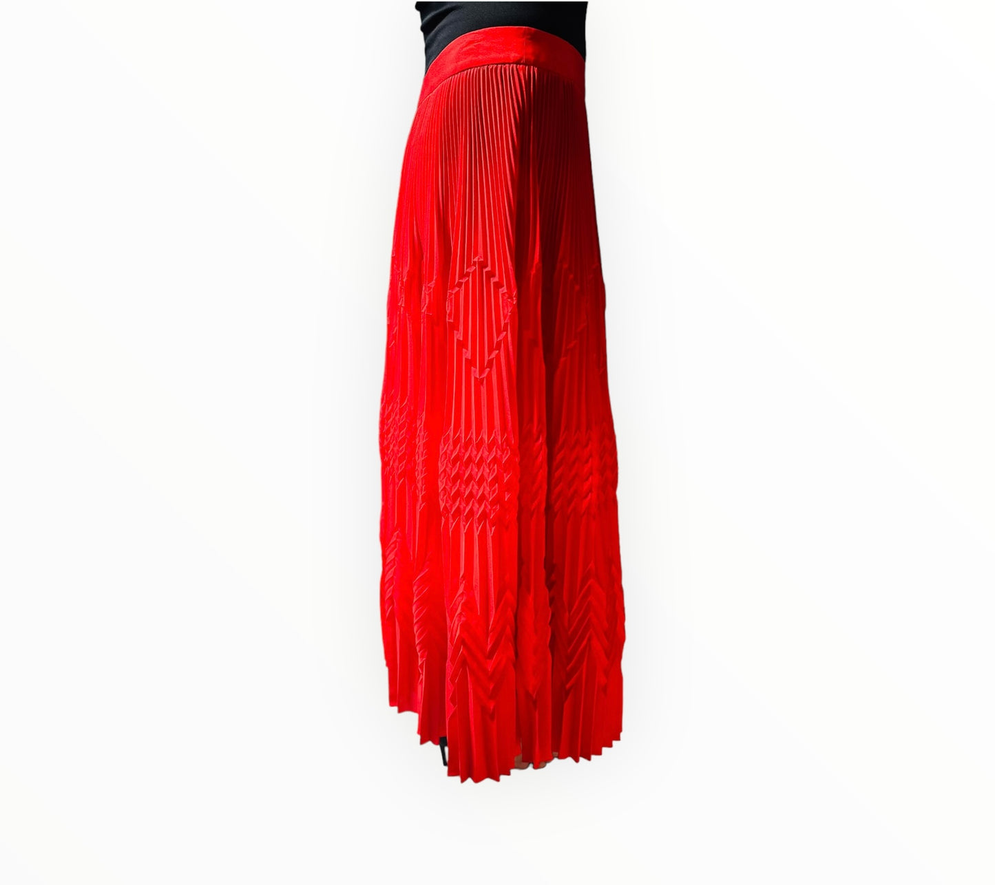 Givenchy High Waisted Geometric Pleated Skirt - Red - Size 42