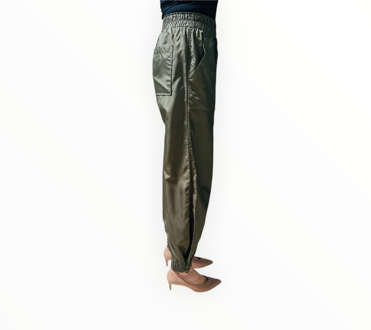 Ganni Gathered Waist Pants - Khaki - Size 36