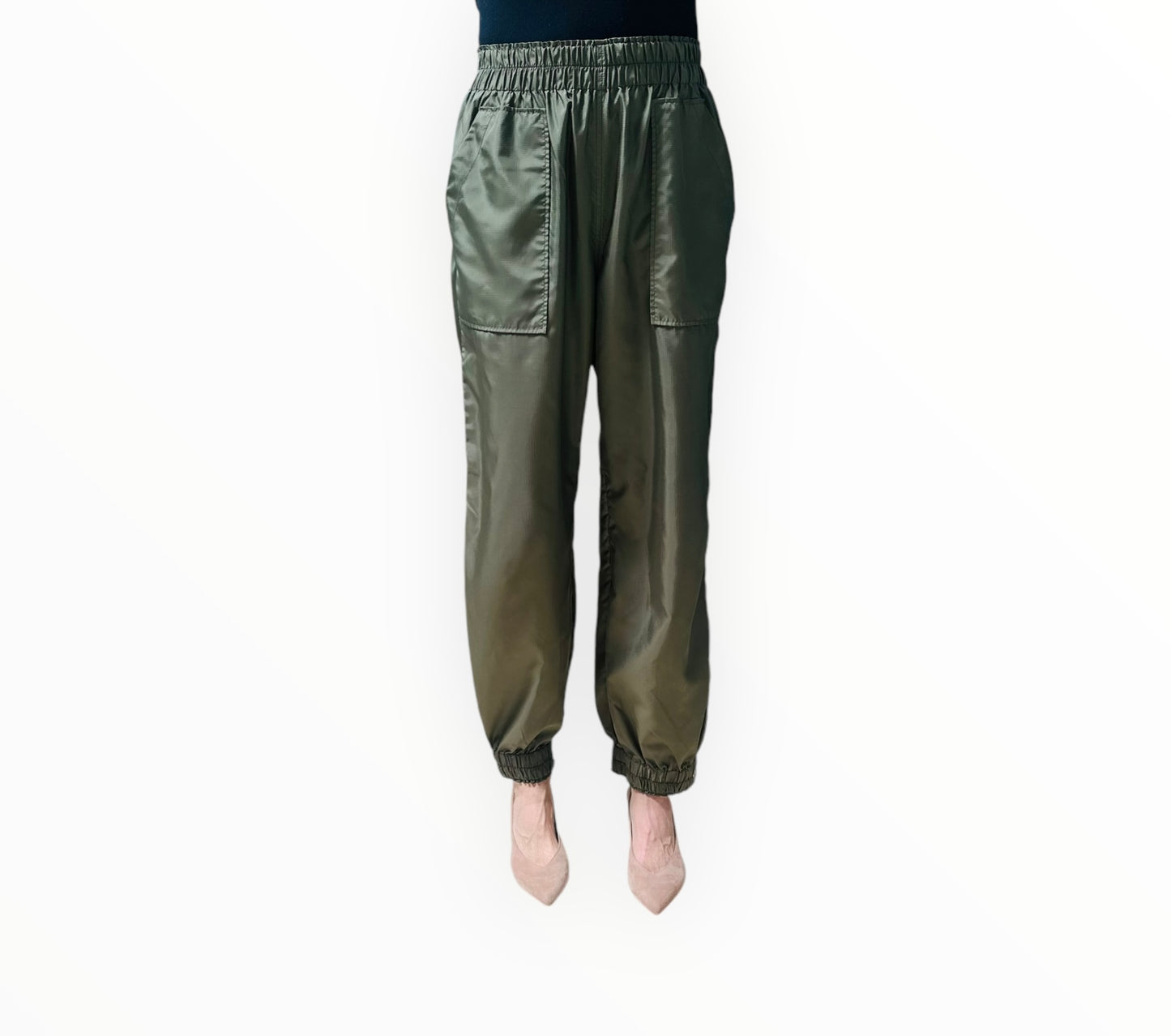 Ganni Gathered Waist Pants - Khaki - Size 36