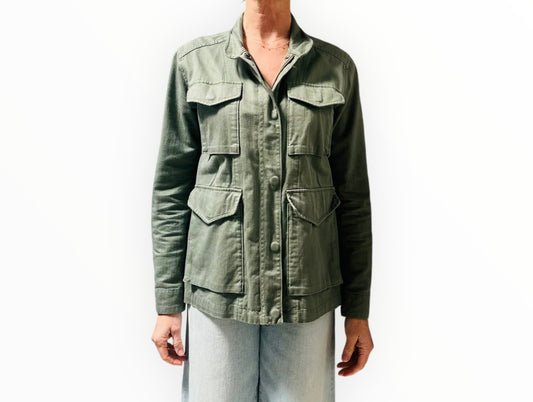 Vince Military Style Jacket - Olive Green - Size XS