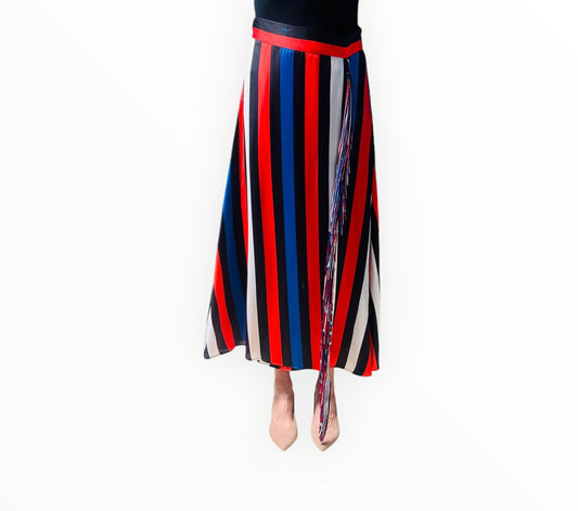 MSGM Wide Stripe Tassel Front Skirt - Multi - Size 44