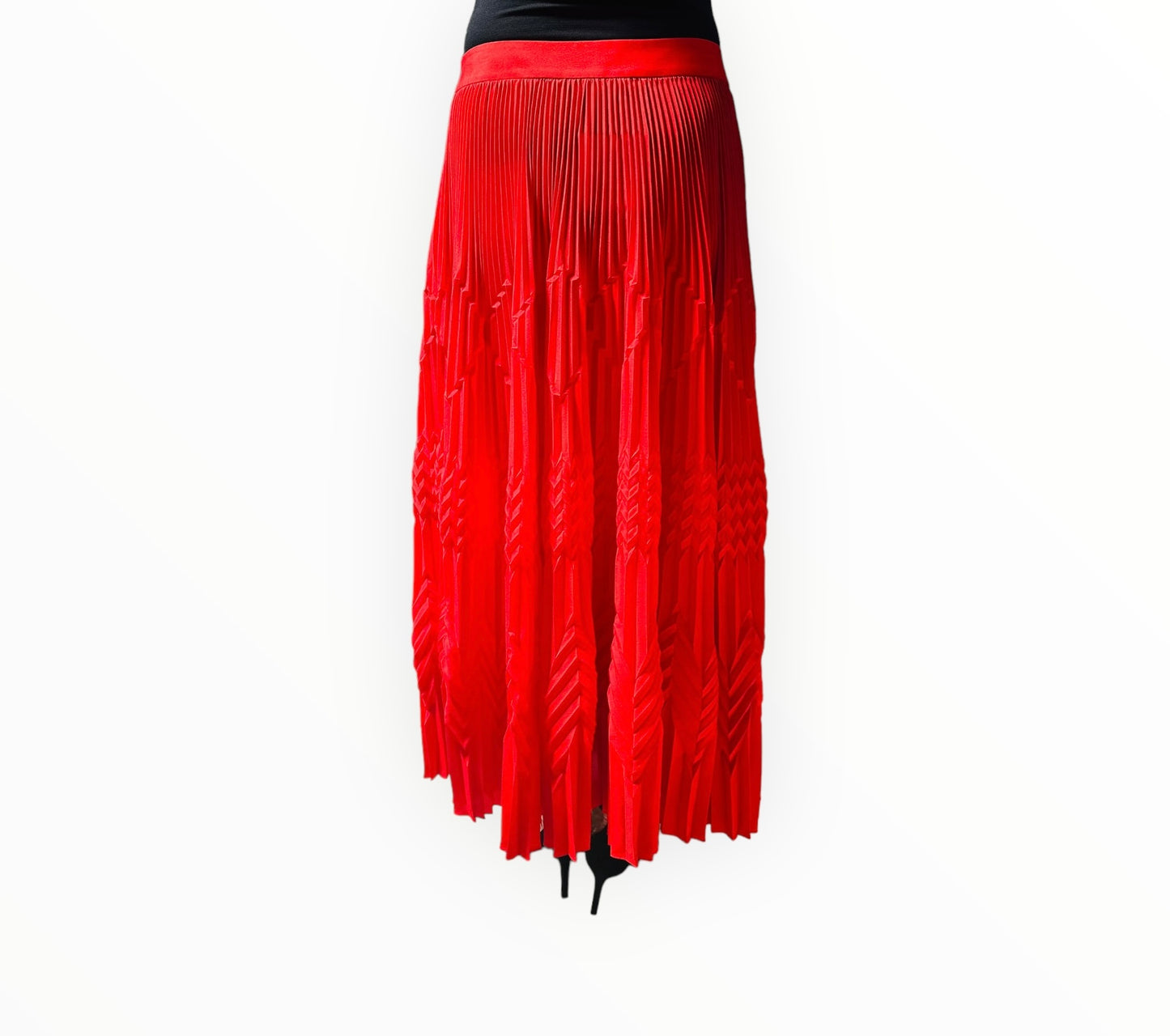 Givenchy High Waisted Geometric Pleated Skirt - Red - Size 42