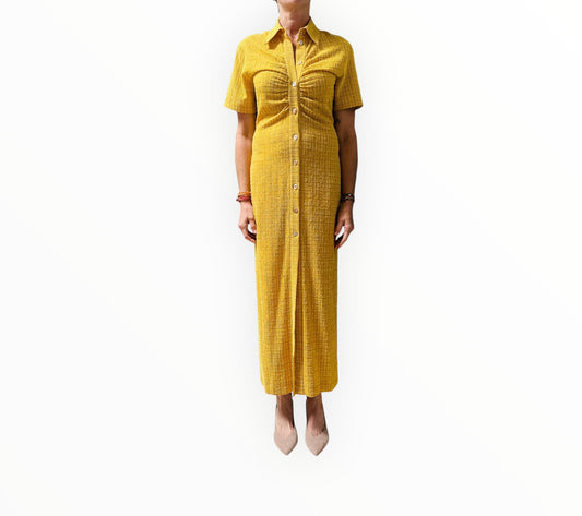 Nanushka Sabri Checked Seersucker Shirt Dress - Yellow - Size M