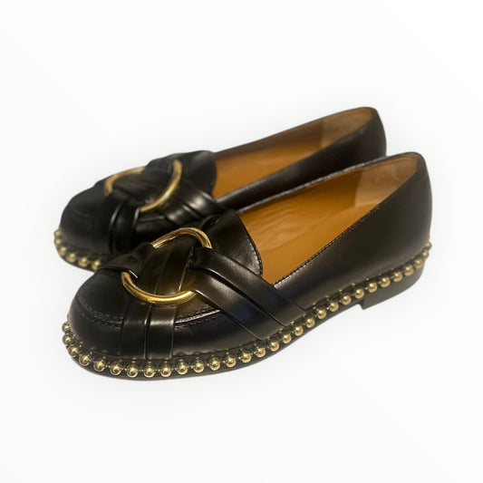 Chloe Studded Loafters - Black - Size 39.5