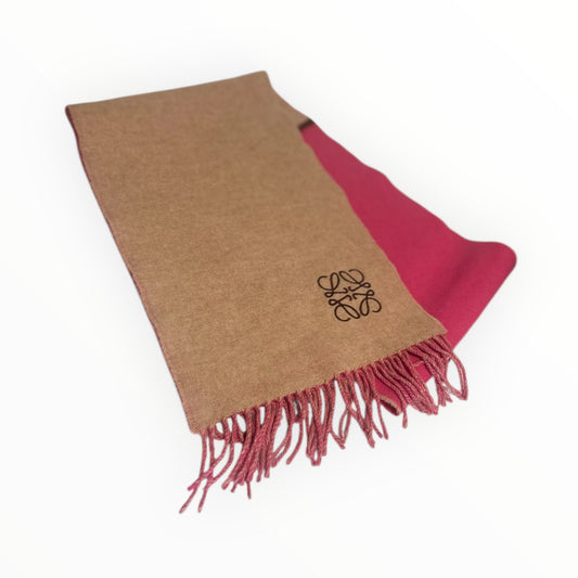 Loewe Anagram Scarf - Beige/Pink - W28cm x L