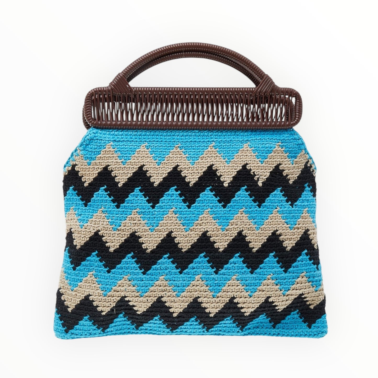 Marni Market Bag - Aqua/Black/Grey - Size W36cm x H32cm