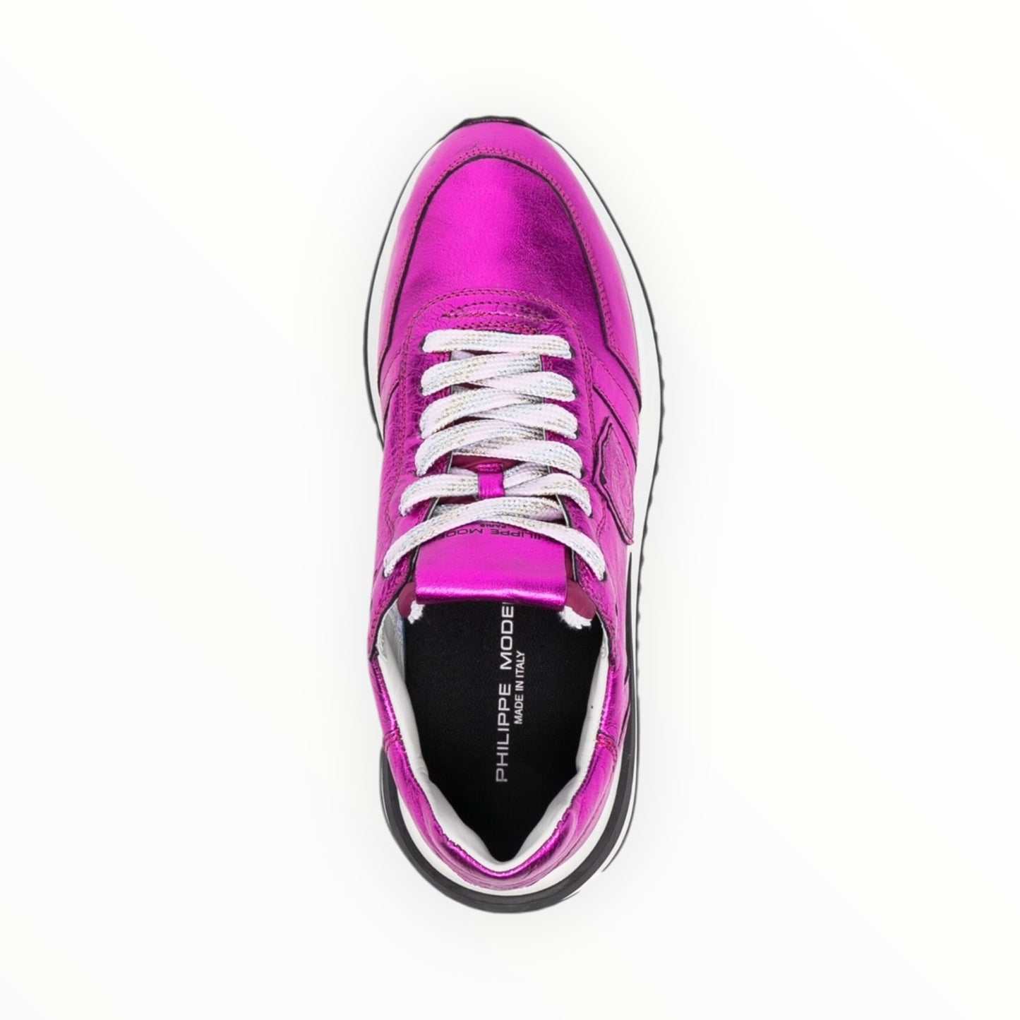 Philippe Model Metallic Leather Sneakers - Neon Pink - Size 41