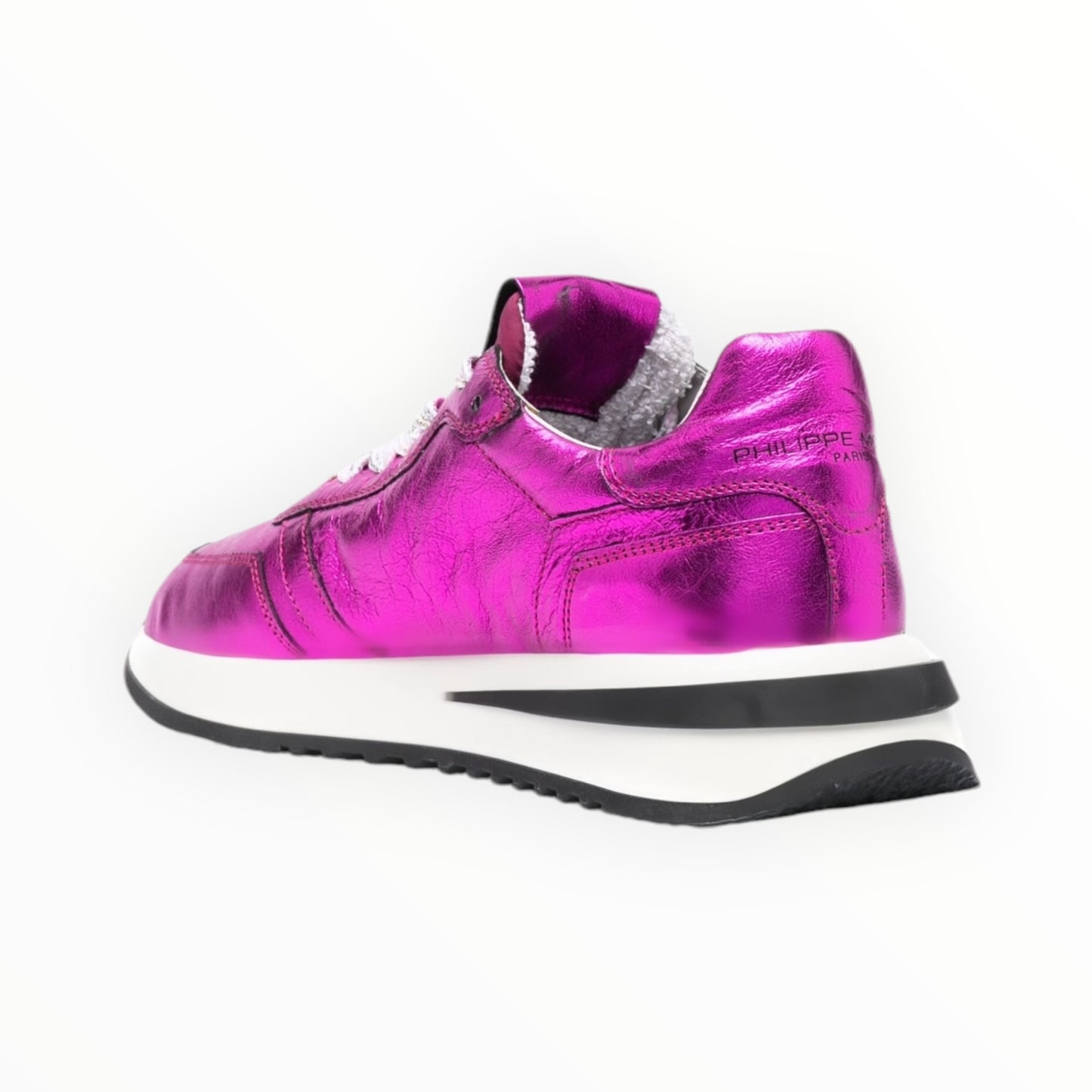 Philippe Model Metallic Leather Sneakers - Neon Pink - Size 41