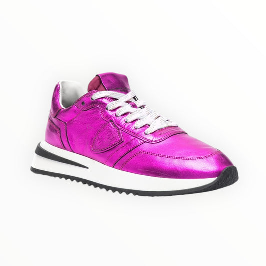 Philippe Model Metallic Leather Sneakers - Neon Pink - Size 41